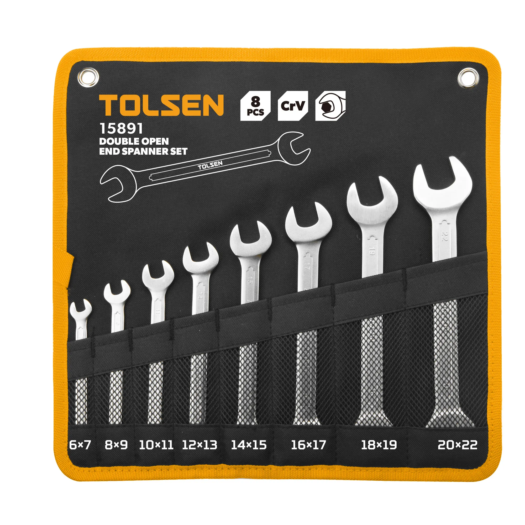 TOLSEN Набор рожковых ключей, 6-22 мм, 8 предметов TOLSEN TT15891