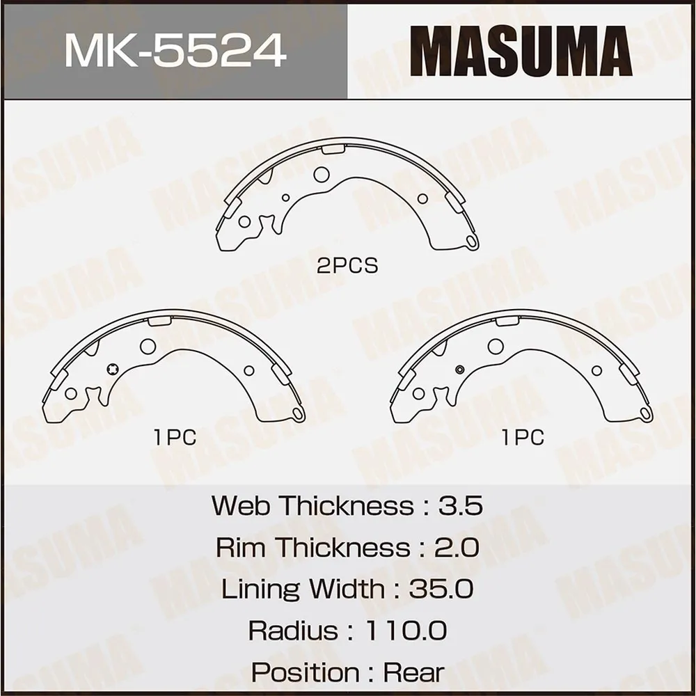 Колодки барабанные HONDA ACCORD INSPIRE MASUMA MK-5524
