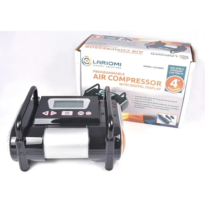 Компрессор воздушный автомобильный с цифровым дисплеем, 12V, 100PSI, 25лмин, 7атм LARIOMI LAC30001
