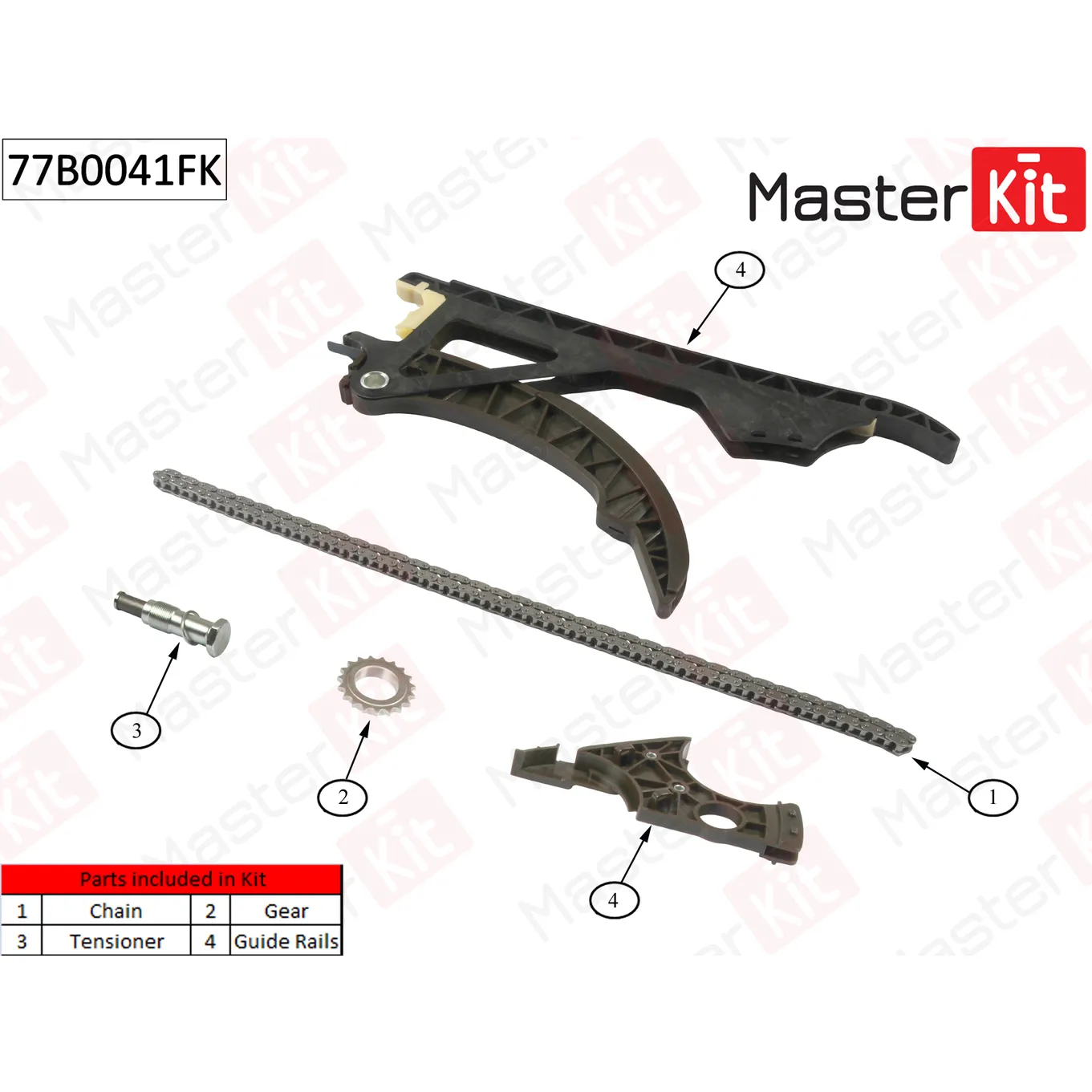Цепь ГРМ к-кт BMW 1(E81-E88) / 3(E90-E93) / 5(E60/E61) СО ЗВЕЗДО MASTERKIT 77B0041FK
