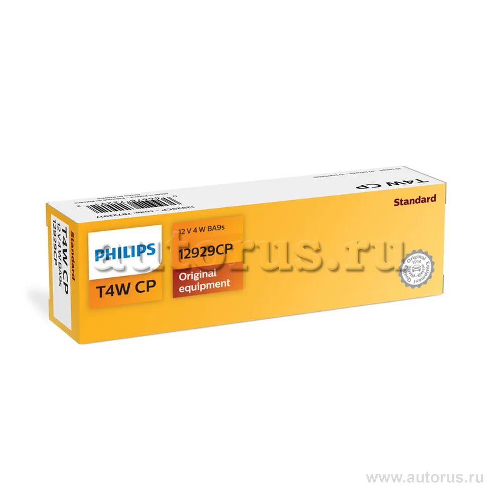 Лампа 12V T4W 4W PHILIPS 1 шт. картон 12929CP