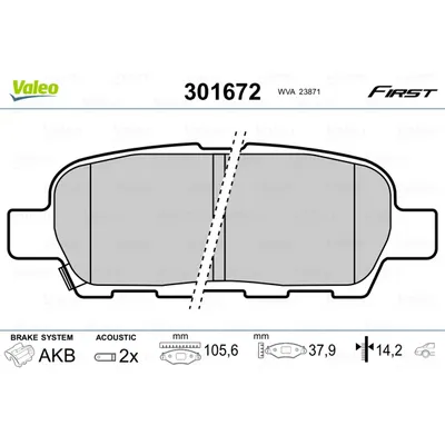 Колодки тормозные задние VALEO 301672
