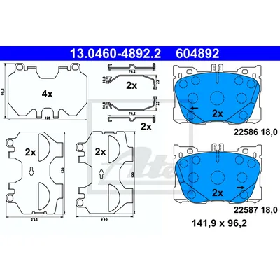 Колодки MB C W205 (2015-),E-CLASS W213 (2016-),GLC (2015-) ATE 13046048922