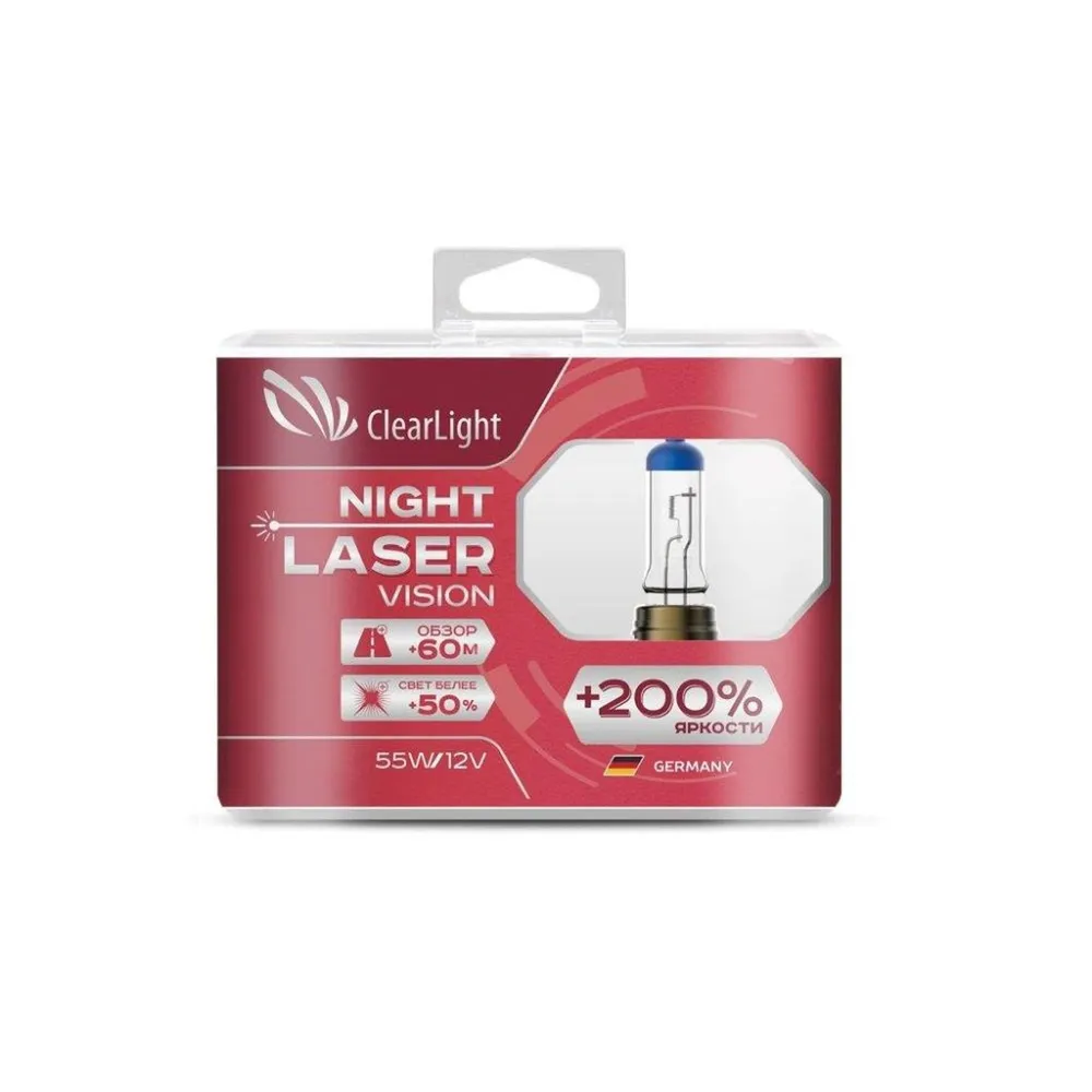 Комплект ламп HB3(Clearlight)12V-60W Night Laser Vision +200% Light (2 шт.) ClearLight ML9005NLV200