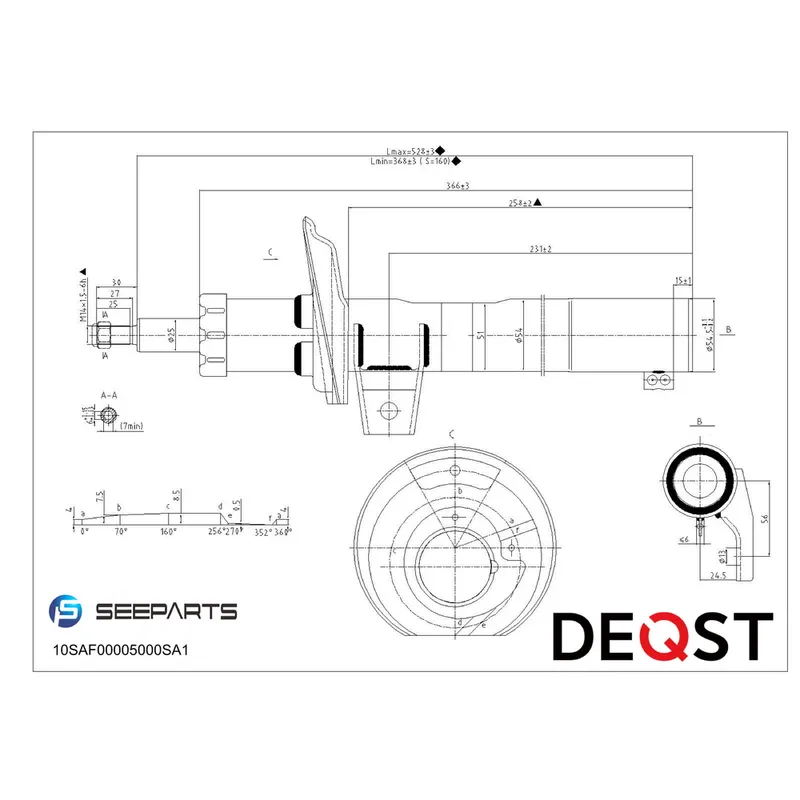 Амортизатор передний VW Tiguan 07- DEQST 10SAF00005000