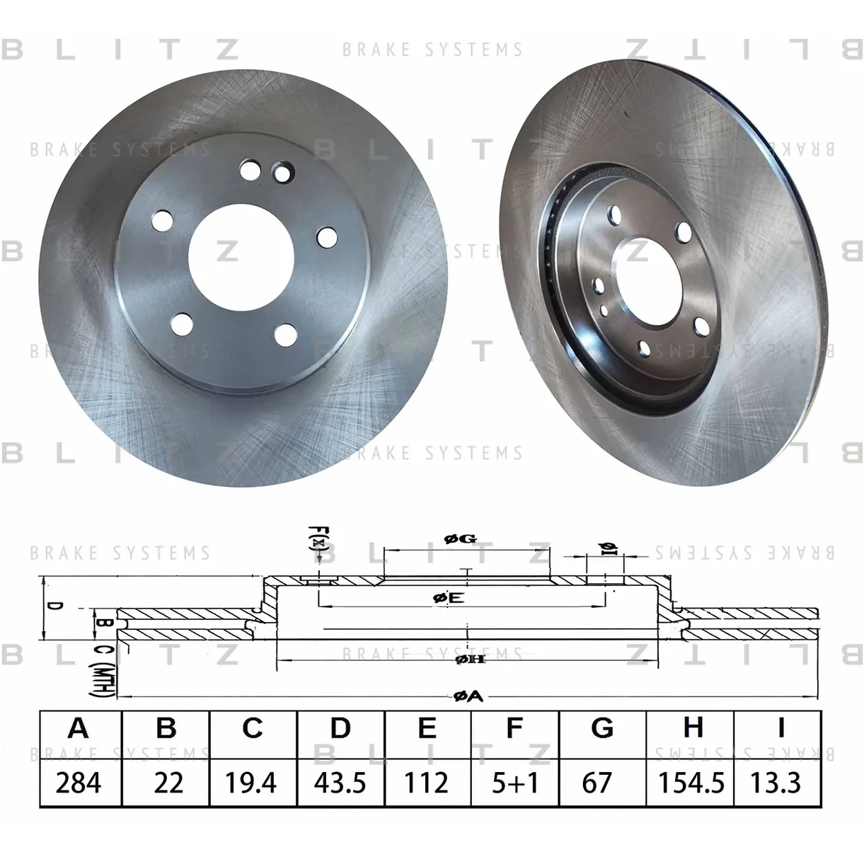 Диск тормозной передний вентилируемый MERCEDES C(W202) 93-> BLITZ BS0646