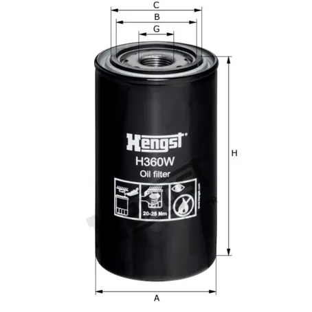 Фильтр масляный CASE HENGST H360W