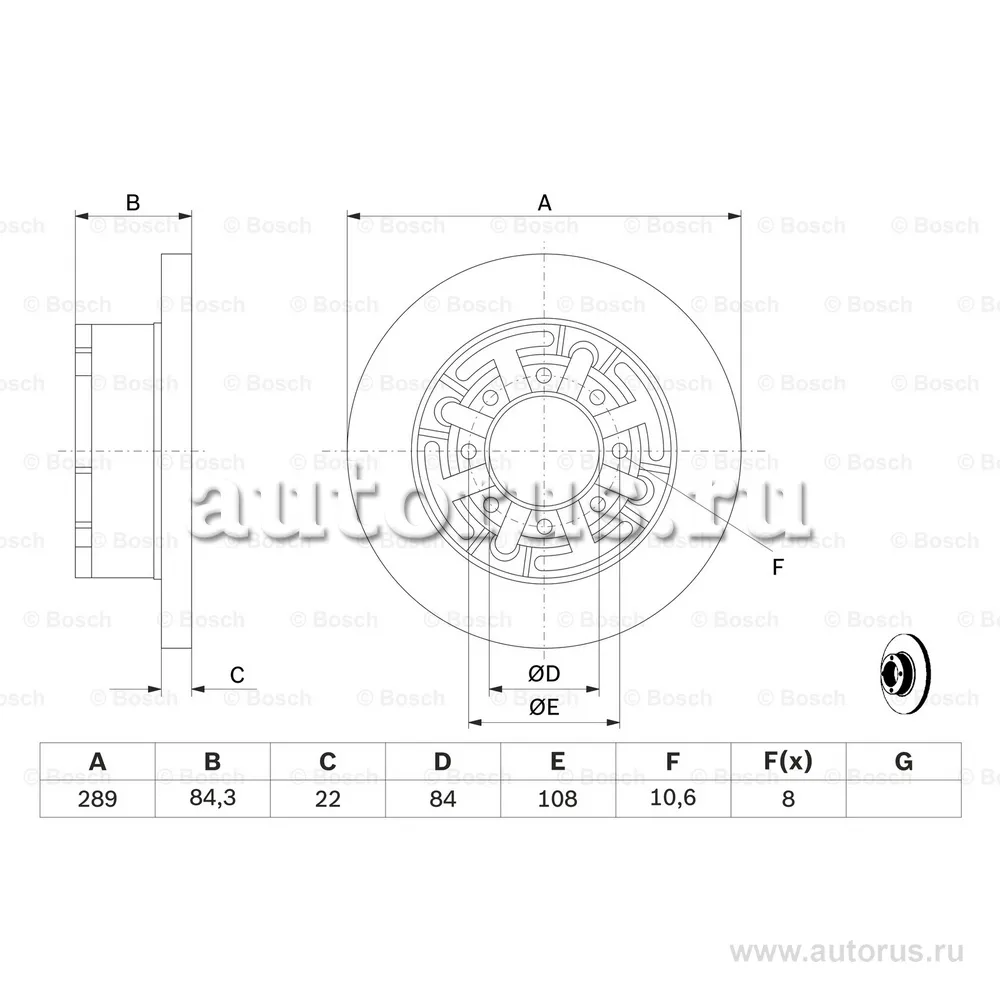 Диск тормозной задний IVECO DAILY II 35-10/35-10/35-12/35-8/35-8/40-10 W 4X4/49-10/49-12 89-99, DAILY BOSCH 0986478886