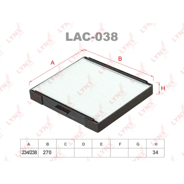ФИЛЬТР САЛОННЫЙ LYNX LAC038