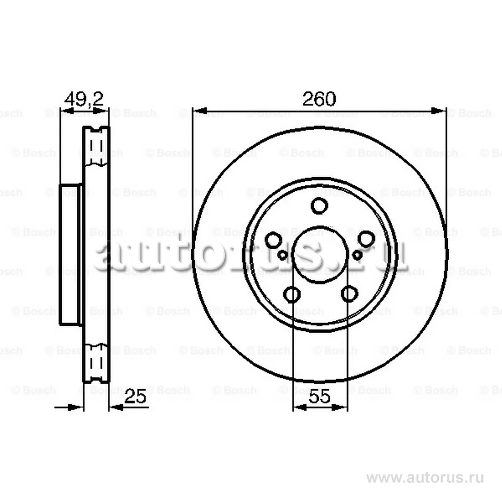 Диск тормозной передний BOSCH 0 986 478 451