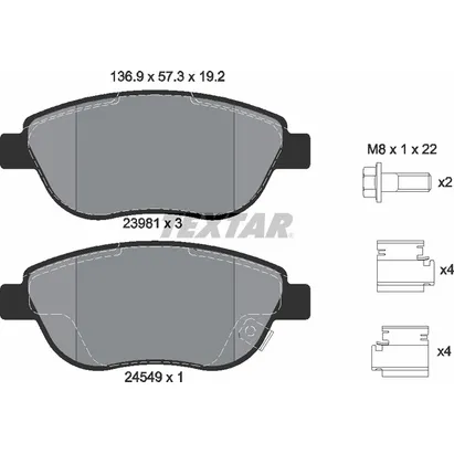 Колодки тормозные дисковые передн OPEL CORSA D 1.3 CDTI 06- VAUXHALL CORSA Mk III 1.3 CDTI 06- TEXTAR 2398101