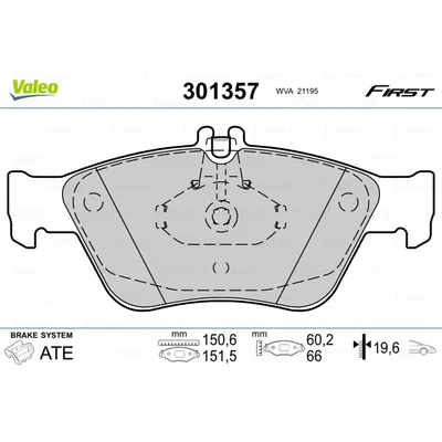 Колодки тормозные передние VALEO 301357