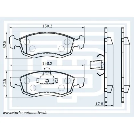Колодки тормозные перед. RENAULT LOGAN / FIAT DOBLO без ABS STARKE 174-517