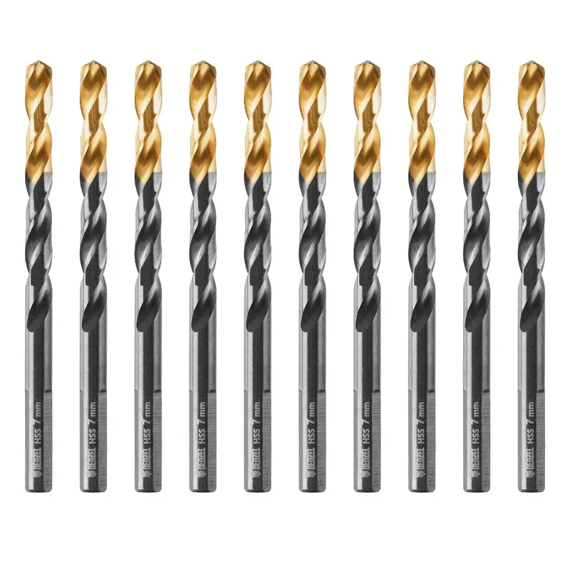 Сверло по металлу, 7 мм, HSS-Tin, Golden Tip, 10 шт. Denzel Denzel 717217