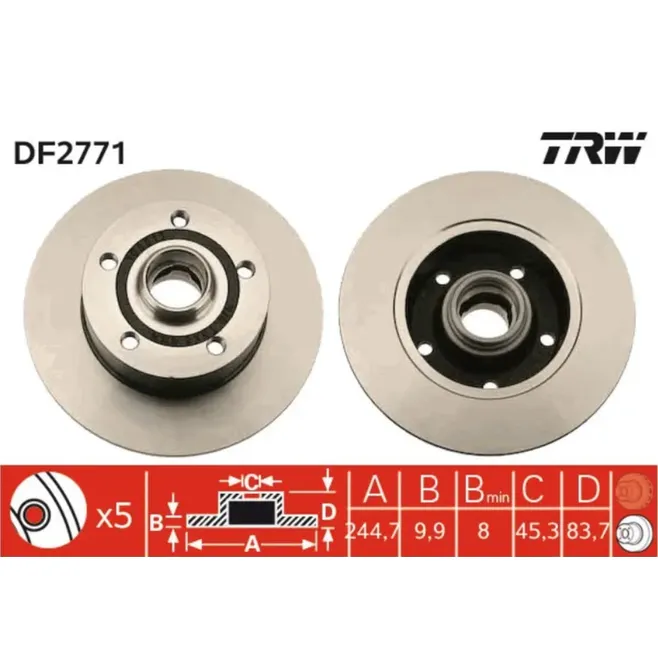 Диск тормозной задний TRW DF2771