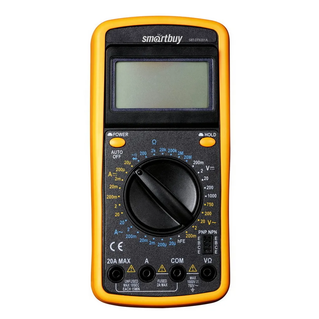 Мультиметр DT9201A, противоуд., многофункц., в компл: щупы, крона, Smartbuy tools (SBT-DT9201A)/40 SMARTBUY SBT-DT9201A