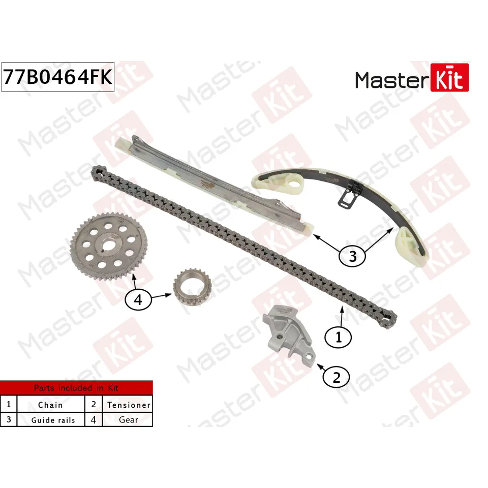 Комплект цепи ГРМ HONDA L12/L13/L15/LDA3 FIT (01-08)/FIT (08-13)/JAZZ (GE) 08-13 MASTERKIT 77B0464FK