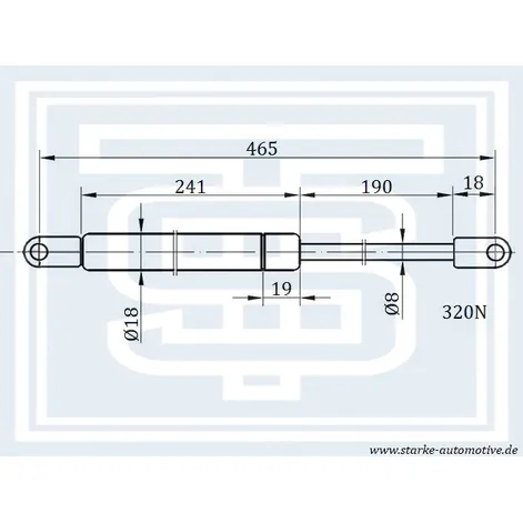 Амортизатор капота AUDI 100 (C3) ch.44-F-115151 04.85-- L465mm / 320N STARKE 183-229