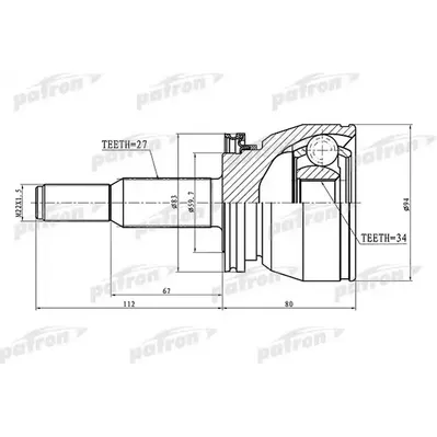 ШРУС наружный 27x59.7x34 FORD: EXPLORER 95-01 PATRON PCV1078