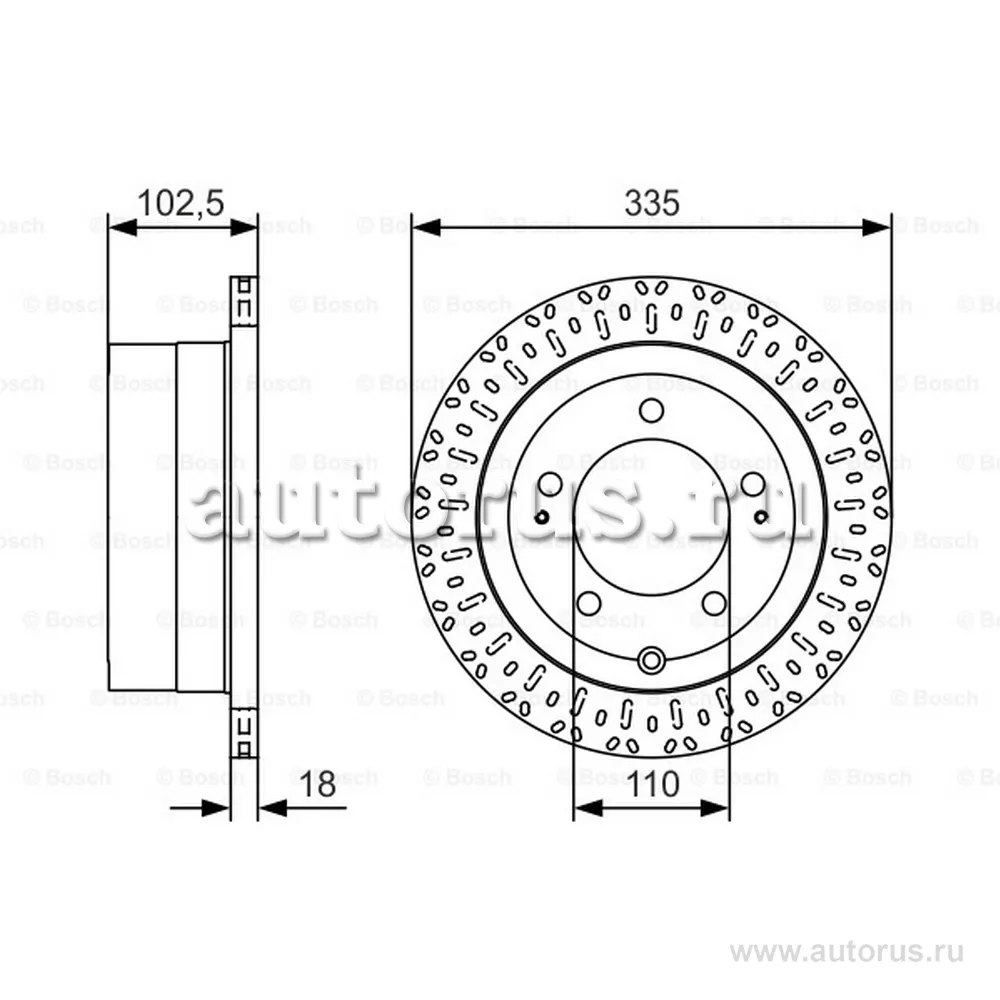 Диск тормозной PREMIUM 2, задний, TOYOTA LAND CRUISER 100 98-07 BOSCH 0986479U32