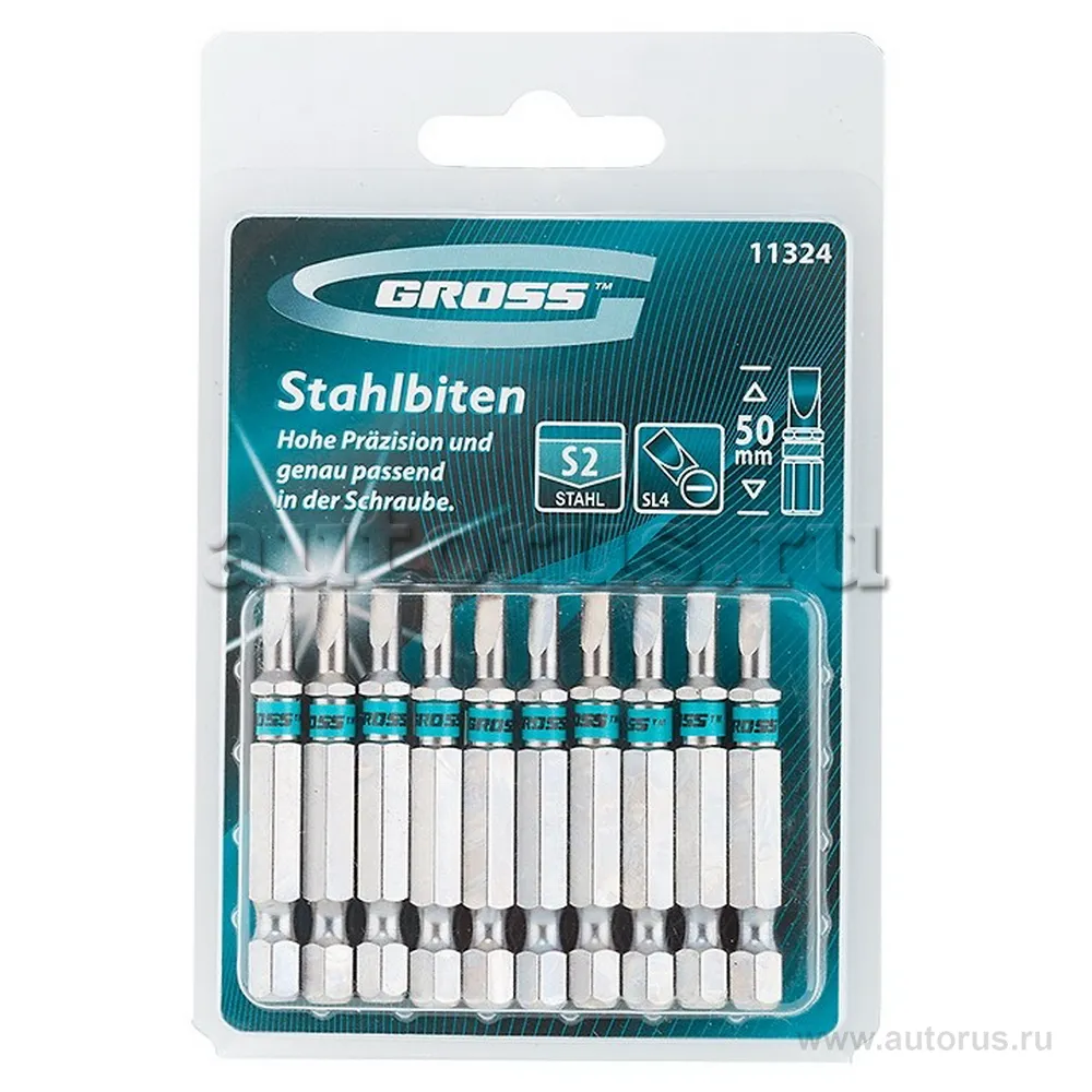 Набор бит SL4, 0x50, сталь S2, 10шт GROSS 11324