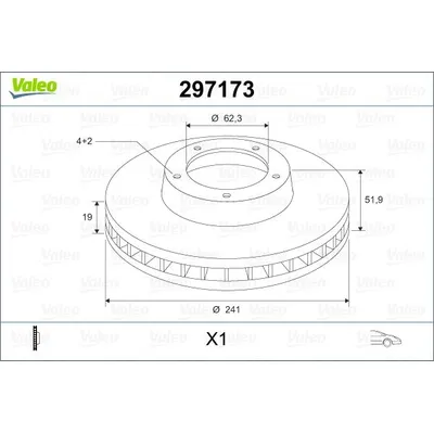 Диск тормозной передний HYUNDAI ACCENT (1.3-1.5) 00=> вент VALEO 297173
