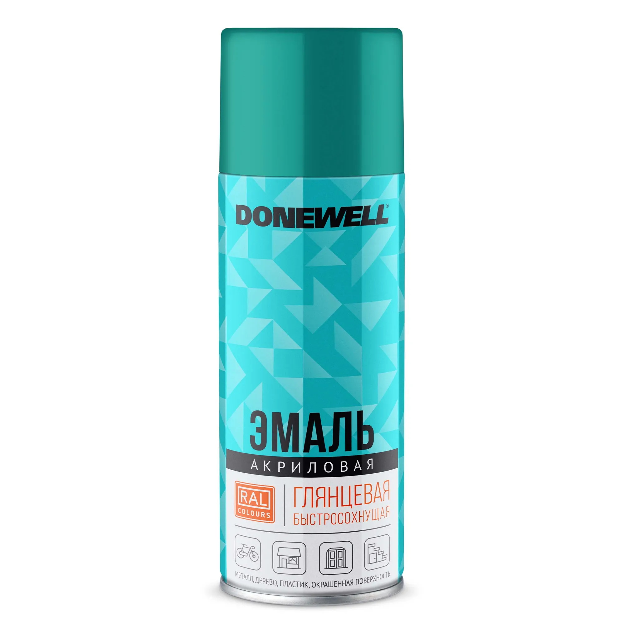 Эмаль универсальная акриловая RAL 5018 бирюзовая глянцевая 520 мл DONEWELL DWA5018