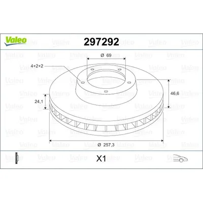Диск тормозной передний VALEO 297 292
