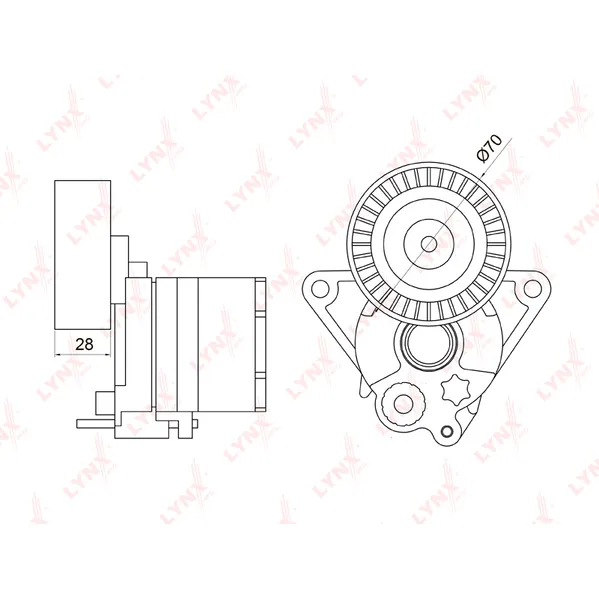 Ролик-Натяжитель приводного ремня MB W203/W211/W220/W463/W639+Sprinter mot.OM611 LYNXauto PT-3021