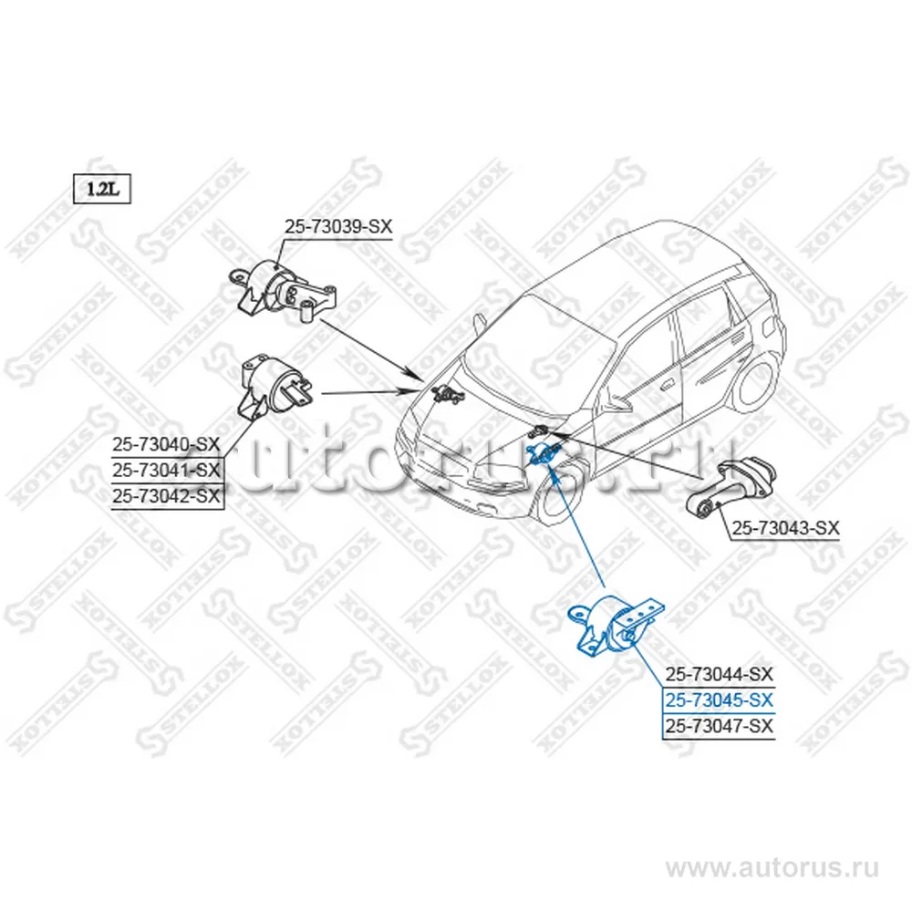 Подушка ДВС левая МКПП Daewoo Kalos 1.4 SOHC MPI 02> STELLOX 25-73045-SX