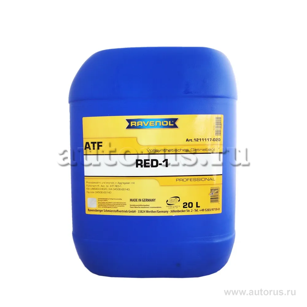 Трансмиссионное масло RAVENOL ATF RED-1 (20л) new 1211117-020 (4014835719026)