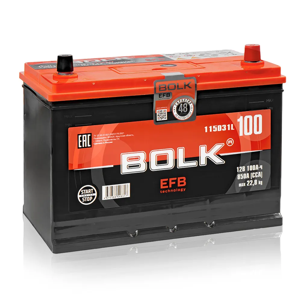 Аккумулятор BOLK EFB ASIA 100 А/ч, прямой L+, 306-175-225 D31 EN 850 A BOLK ВEFBА 100-З-L