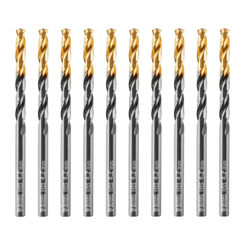 Сверло по металлу, 4,2 мм, HSS-Tin, Golden Tip, 10 шт. Denzel Denzel 717210