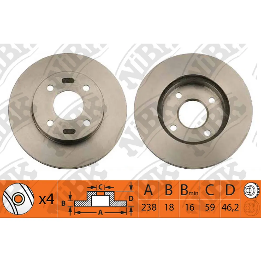 Диск тормозной передний NISSAN MICRA K11/MARCH /VENT D=238MM NIBK RN1233
