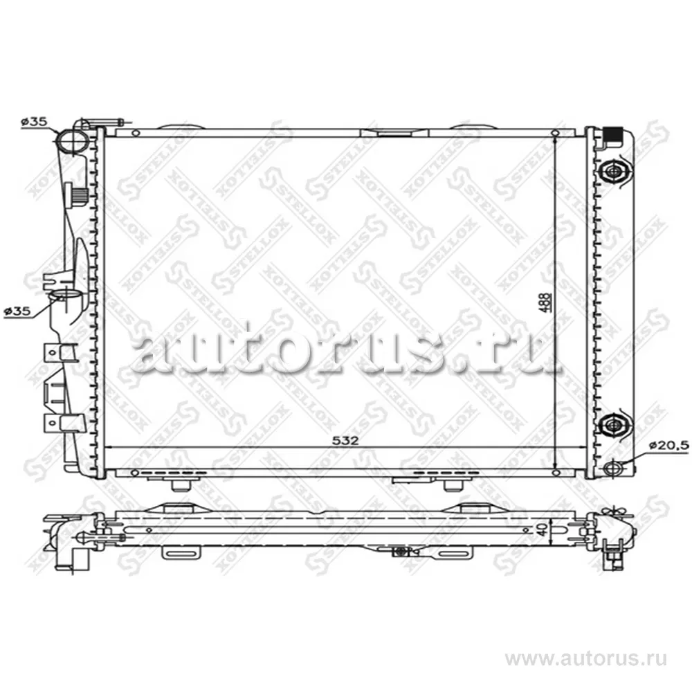 Радиатор системы охлаждения с AC MB W124 2.6-3.2 85> STELLOX 10-25368-SX