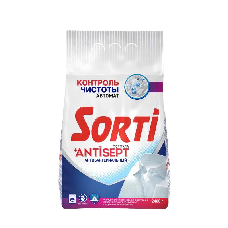 Порошок стиральный Sorti Контроль чистоты Автомат 2,4кг 1621279
