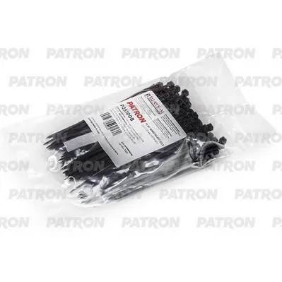 Комплект пластиковых хомутов для 2.5 х 100 мм, 100 шт, Nylon 6.6, черные PATRON p25100b