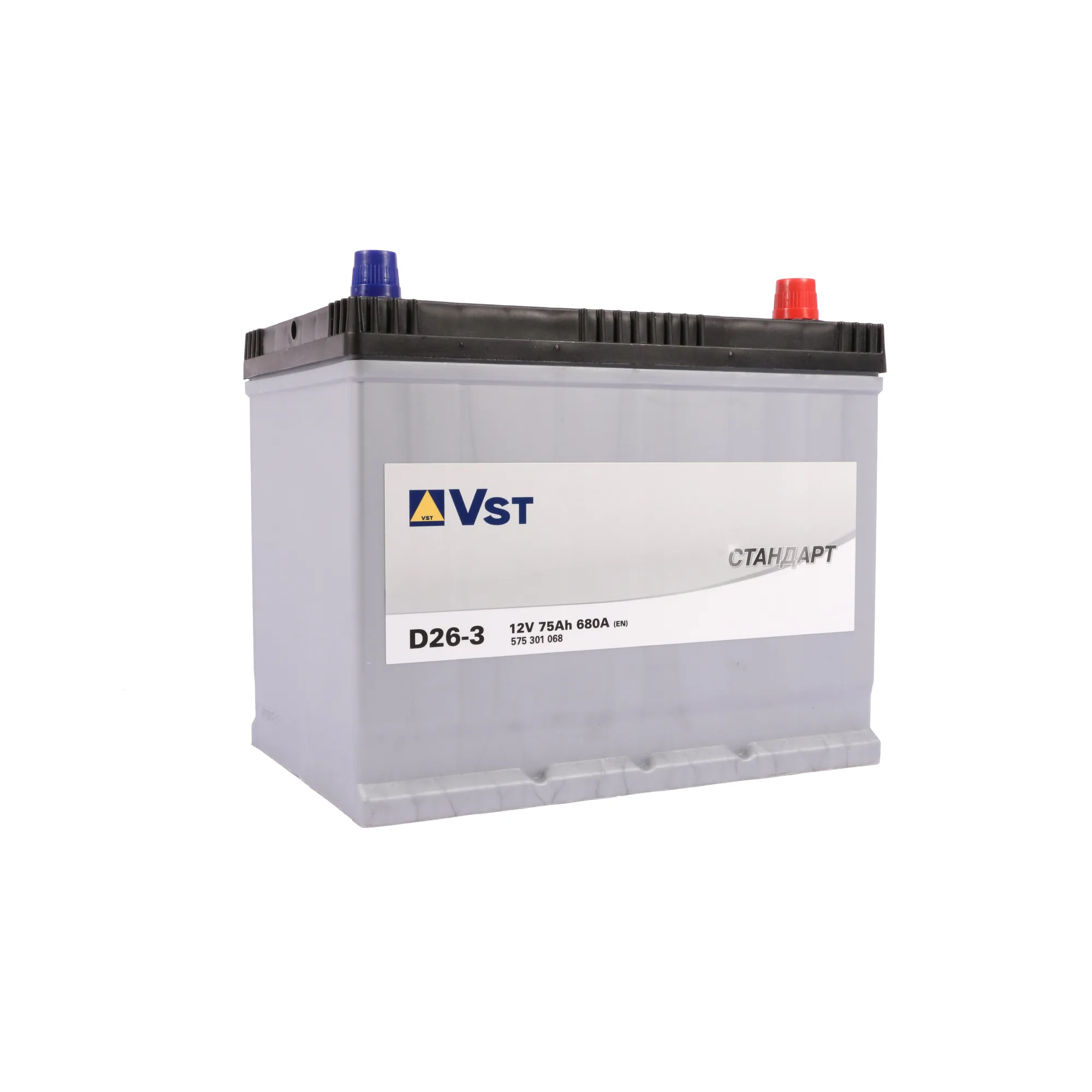 Аккумулятор VST ASIA 75 А/ч обратный R+ 258x174,5x223 D26 EN 680 А