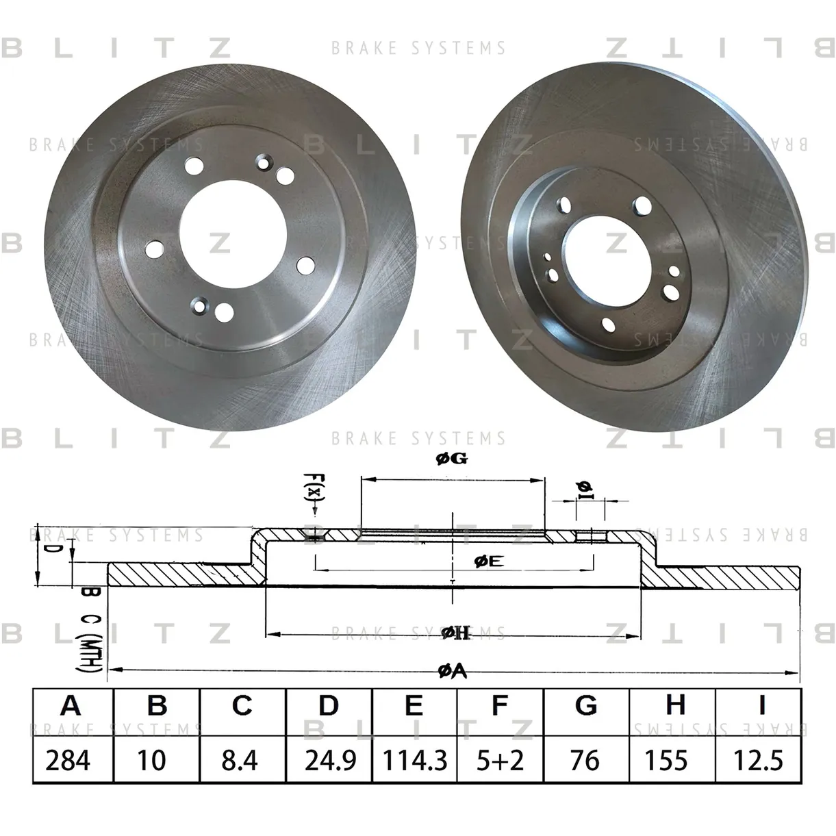 Диск тормозной задний HYUNDAI I40 11->, KIA OPTIMA 12-> BLITZ BS0602