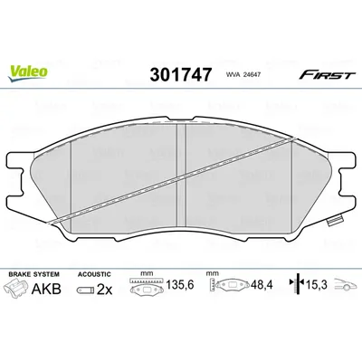 Колодки тормозные передние VALEO 301 747