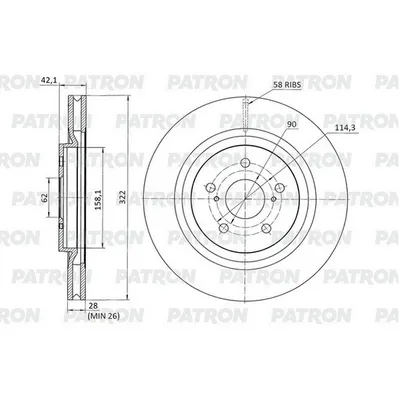 Диск тормозной передний GEELY EMGRAND GT 16- PATRON PBD1327
