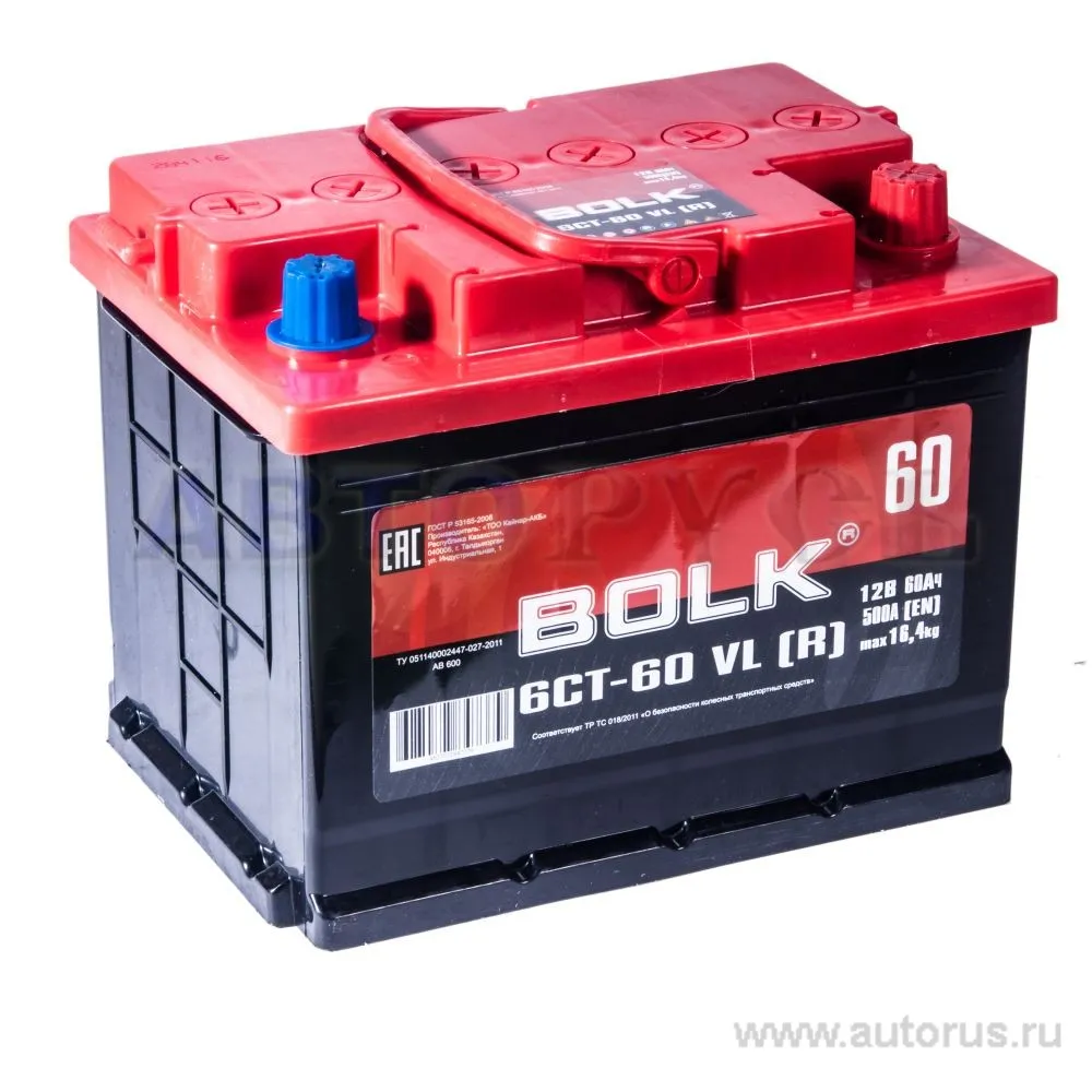 Аккумулятор BOLK Standart 60 А/ч обратный R+ 242x175x190 L2 EN 500 А