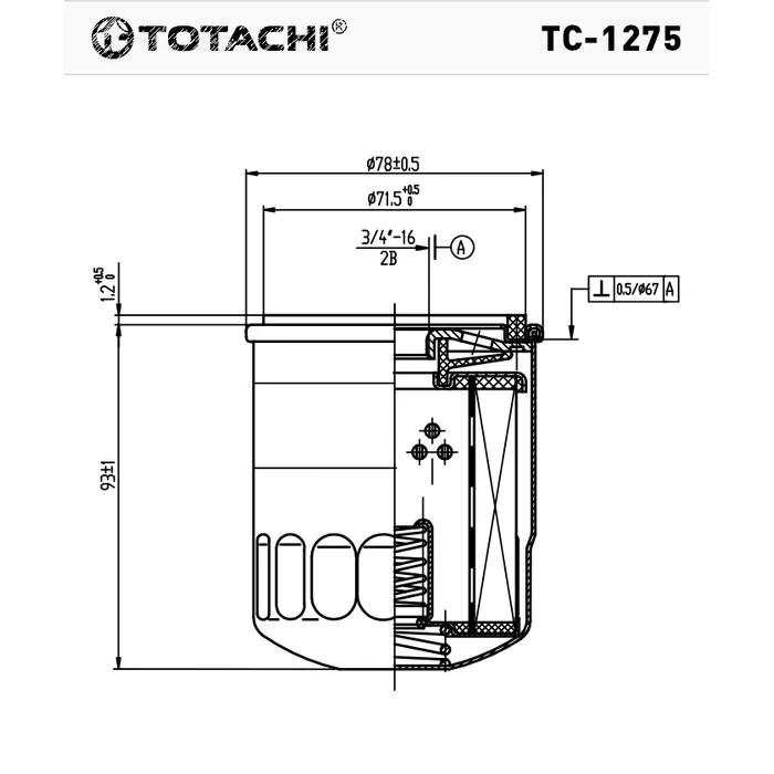 Масляный фильтр TOTACHI TC-1275 C-418 LF10-14-302 W 712/73 TOTACHI TC-1275