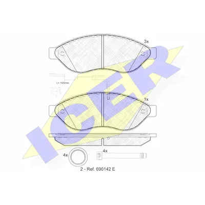 Колодки дисковые передние citroen jumper,fiat ducato,peugeot boxer 2.2hdi 06 ICER 141803