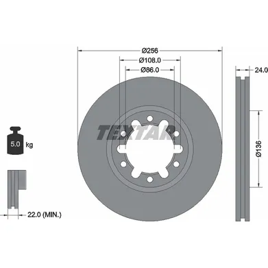 Диск тормозной передний стандартный FORD/FORD ASIA / OZEANIA/FORD AUSTRALIA/MAZDA TEXTAR 92136200