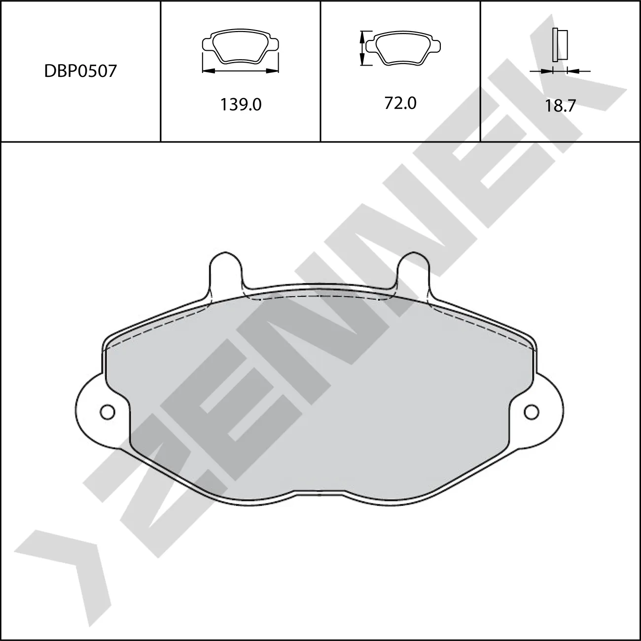 Колодки тормозные передние TRANSIT 98-00, JAC SUNRAY, МАЗ 281 ZENNEK DBP0507