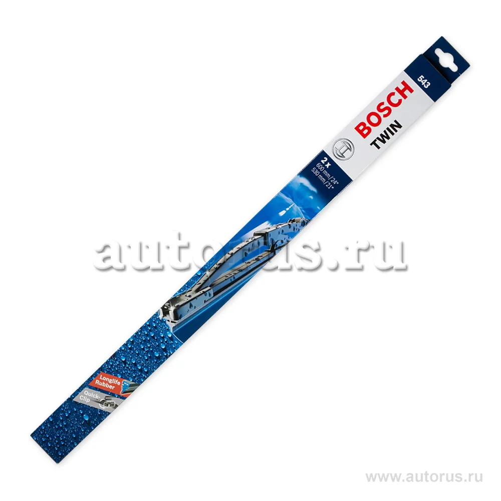 Щетка стеклоочистителя 600/530 мм каркасная комплект 2 шт BOSCH Twin 3 397 001 543