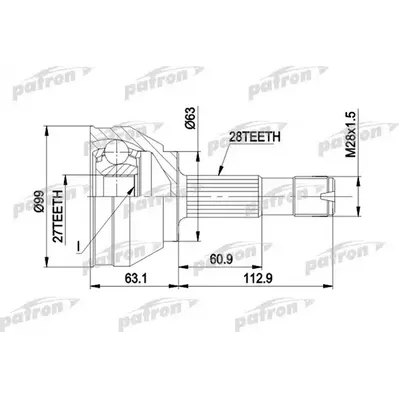 ШРУС наружн к-кт 28x63x27 PEUGEOT: J5 83-9.92, FIAT: DU PATRON PCV1020