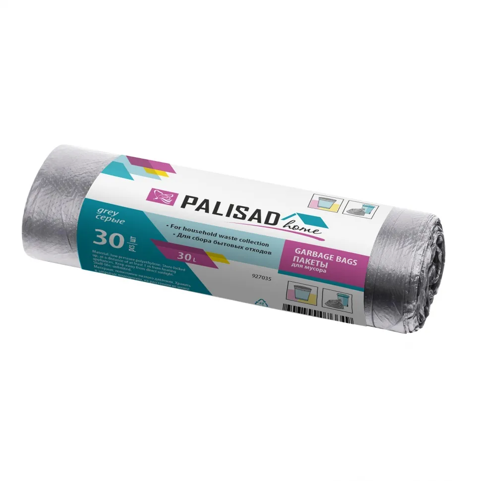 Пакеты для мусора 30 лx30 шт. серые, Home Palisad PALISAD 927035