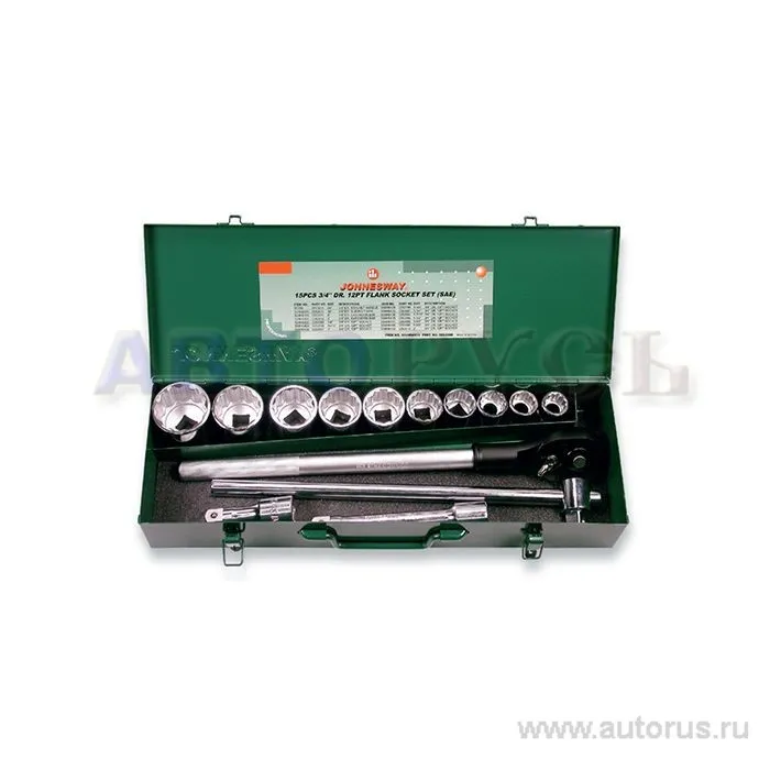 Набор головок торцевых дюймовых SAE 3/4DR 7/8-2, 15 пр. JONNESWAY S04H6415S